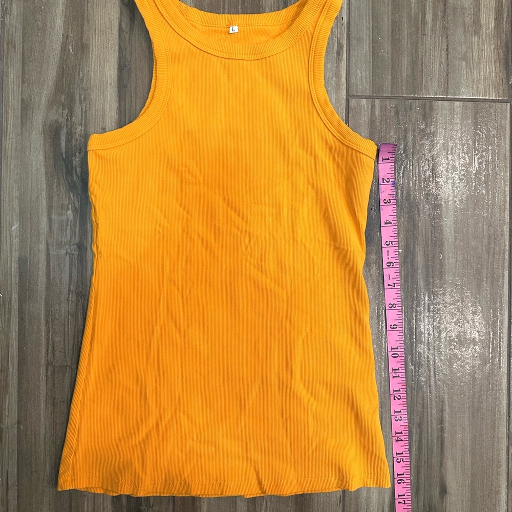 Orange Sleeveless Ribbed Top - Picture 5 of 5